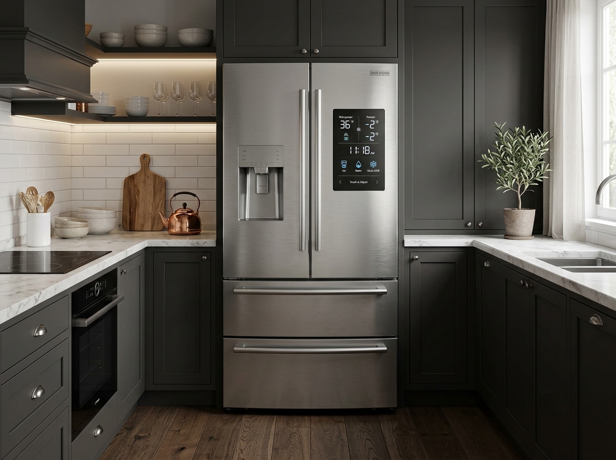 Side by side multi-door smart inverter refrigerator with water dispenser